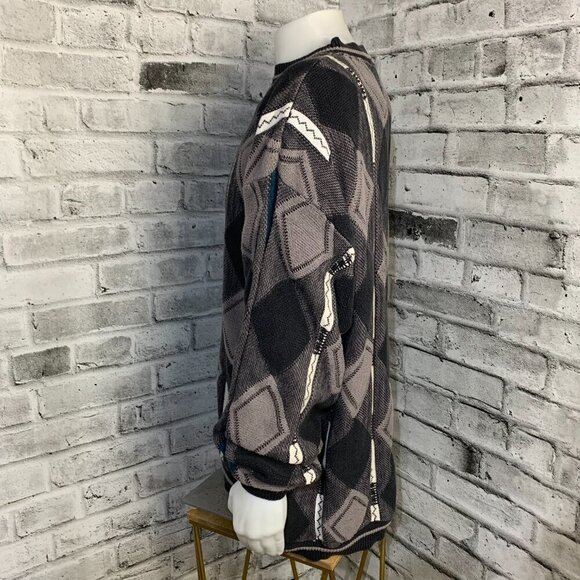 Vintage 3D Knit Sweater Grandpa Dad 90s Retro Textured Crewneck Pullover - Picture 5 of 9